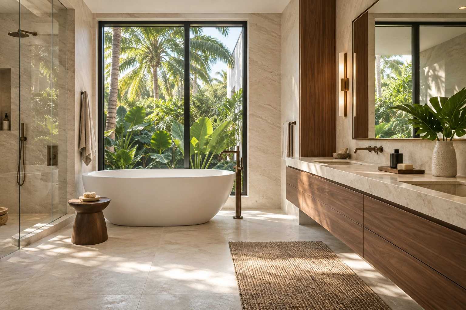 Illustrative primary bathroom concept for Coastal Retreat.