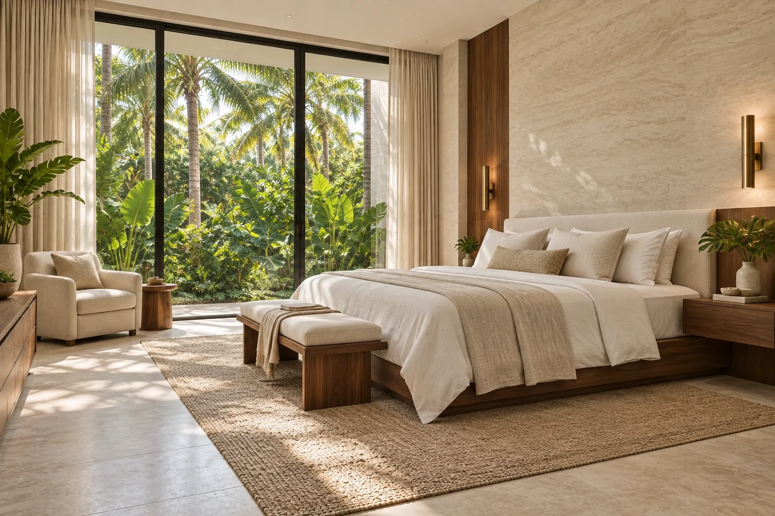 Illustrative primary bedroom concept for Coastal Retreat.