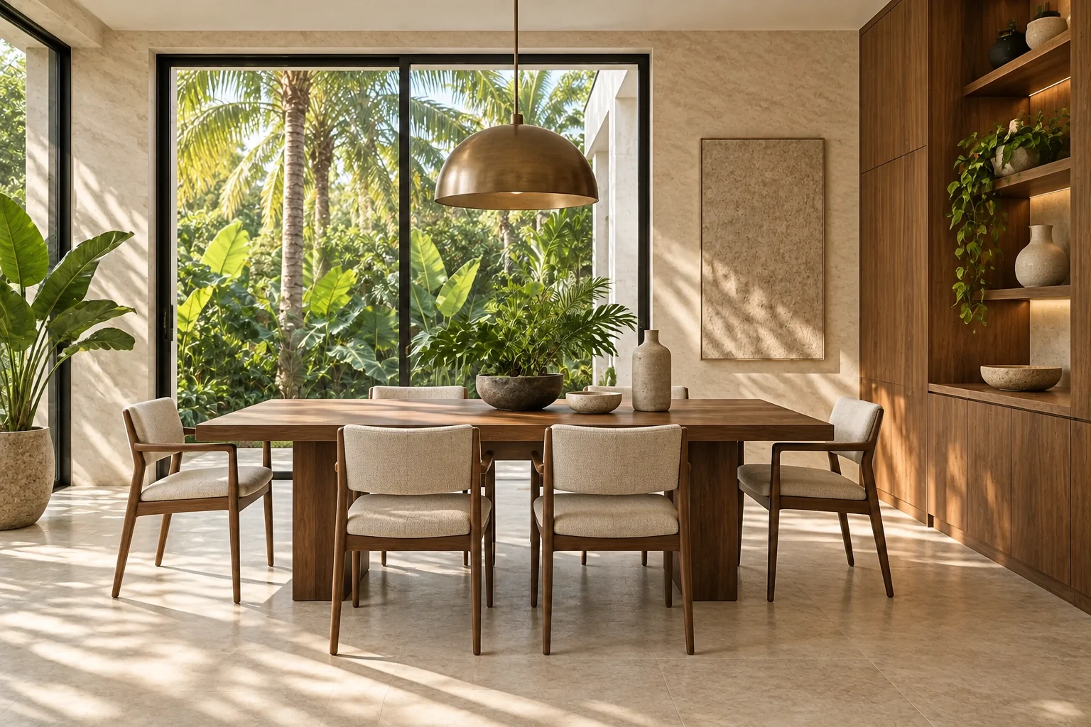 Illustrative dining room concept for Coastal Retreat.
