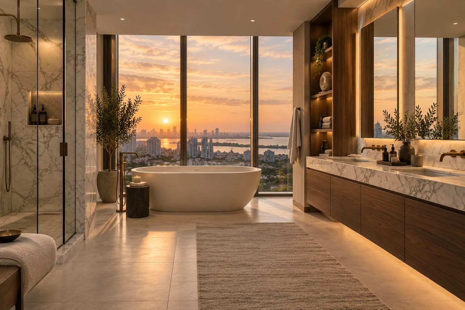 Illustrative primary bathroom concept for Urban Elegance.