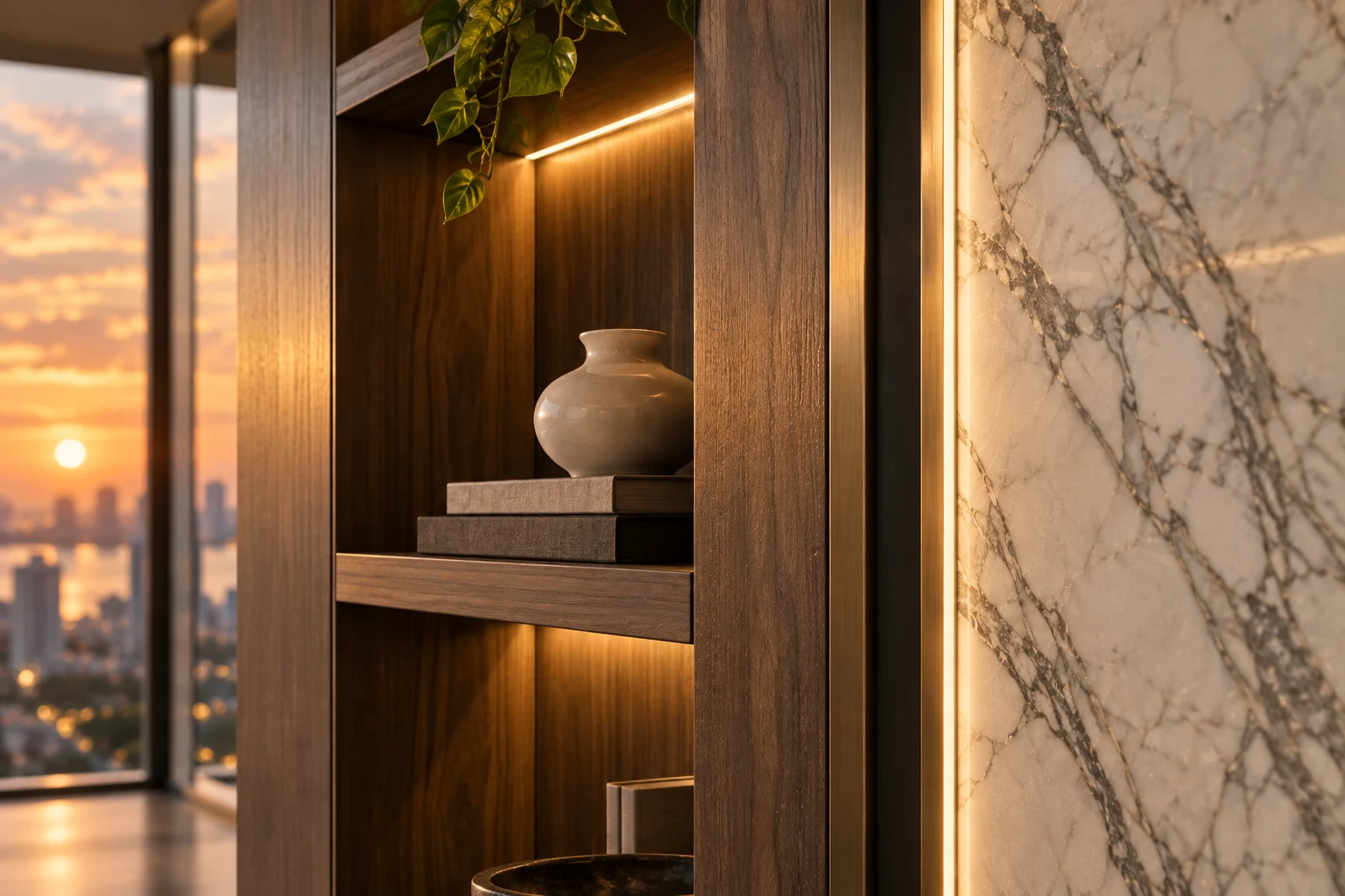 Illustrative integrated lighting detail concept for Urban Elegance.
